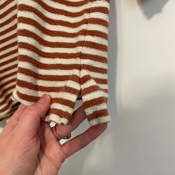 J. JILL Striped Square Neck Top Brown Cream ish 3/4 Sleeve 100% Cotton PETITE M - Picture 9 of 14